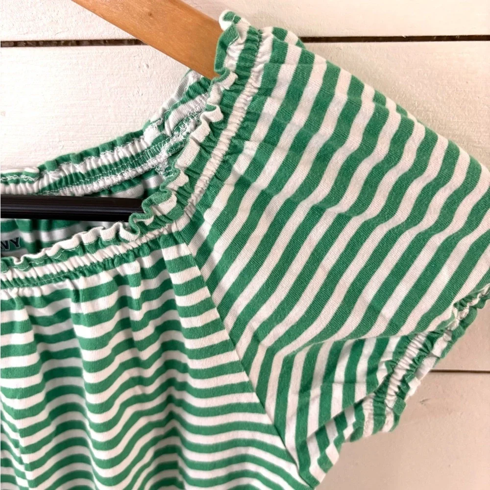 Old Navy Girls Green & White Striped Off-Shoulder Romper Size L (10–12)